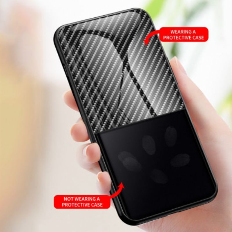 Capa Para Samsung Galaxy A22 5G Vidro Temperado De Fibra De Carbono