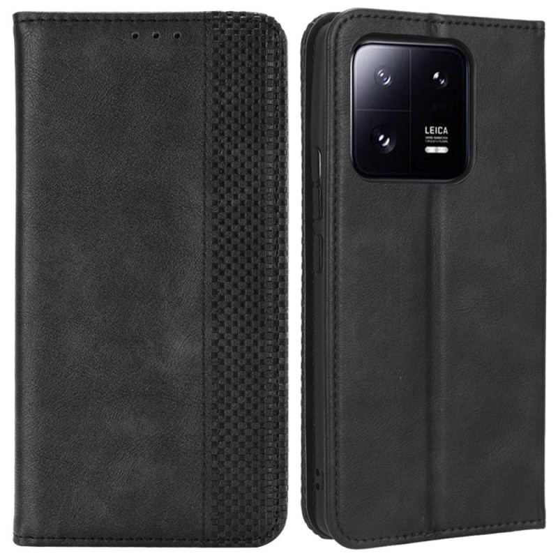 Capa De Celular Para Xiaomi 13 Flip Estilo Vintage De Couro