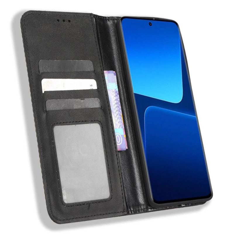 Capa De Celular Para Xiaomi 13 Flip Estilo Vintage De Couro