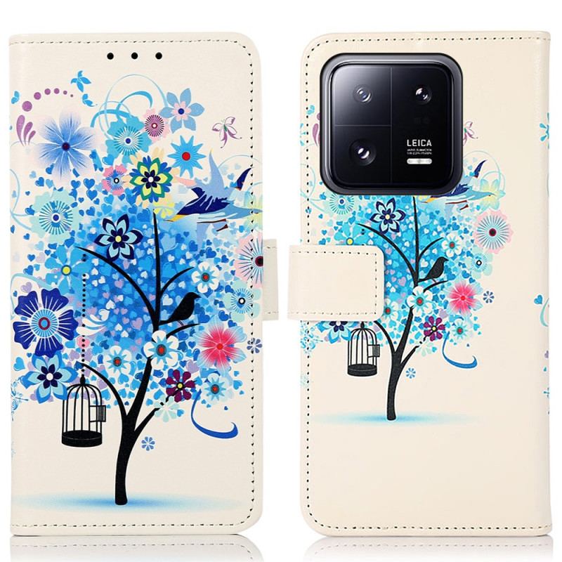 Capa De Couro Para Xiaomi 13 Árvore Florida