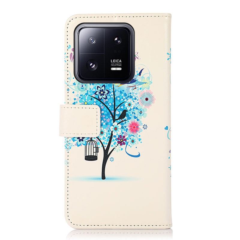 Capa De Couro Para Xiaomi 13 Árvore Florida