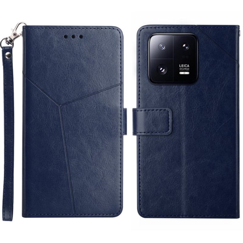 Capa De Couro Para Xiaomi 13 De Cordão Design Y Strappy