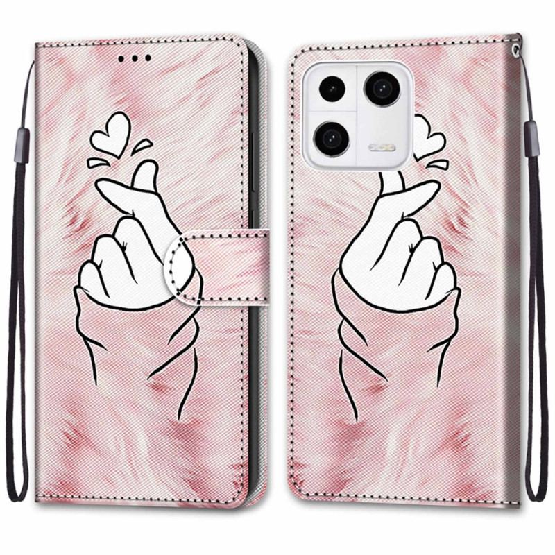 Capa De Couro Para Xiaomi 13 Dedo Coração