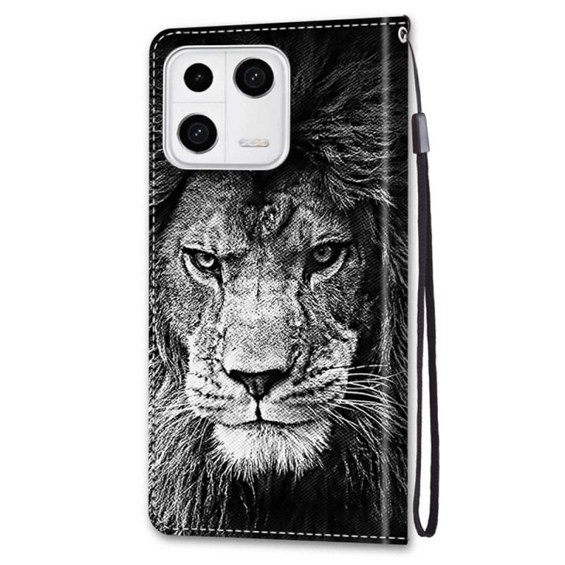 Capa Em Pele Para Xiaomi 13 De Cordão Cordão Leão