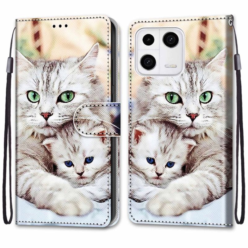 Capa Flip Para Xiaomi 13 Família De Gatos