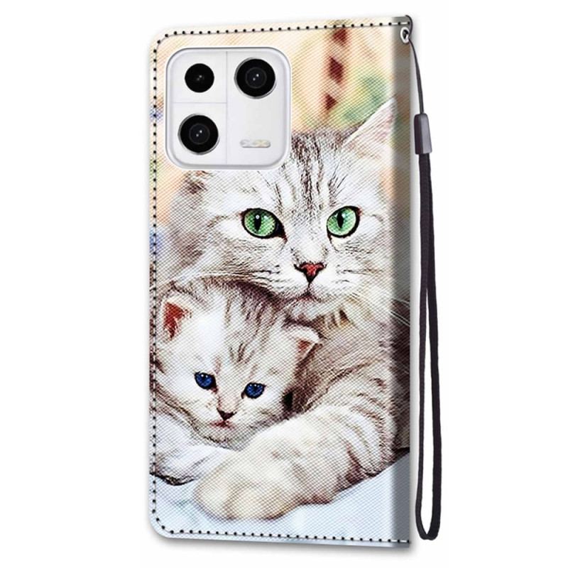 Capa Flip Para Xiaomi 13 Família De Gatos