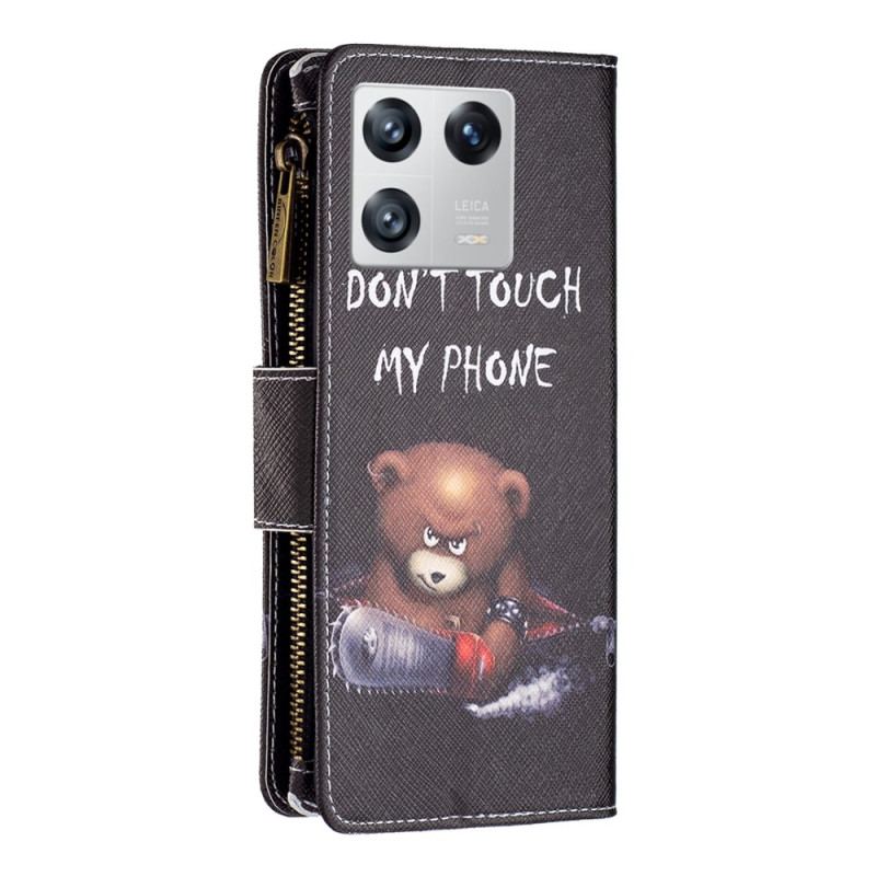 Capa Flip Para Xiaomi 13 Urso Perigoso Com Bolso Fechado