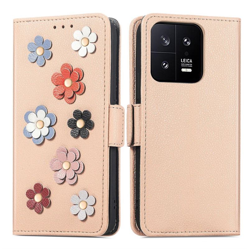 Capa Folio Para Xiaomi 13 Flores Decorativas