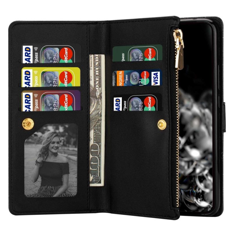 Capa Folio Para Xiaomi 13 Capa Tipo Carteira Carteira Com Zíper De Lantejoulas