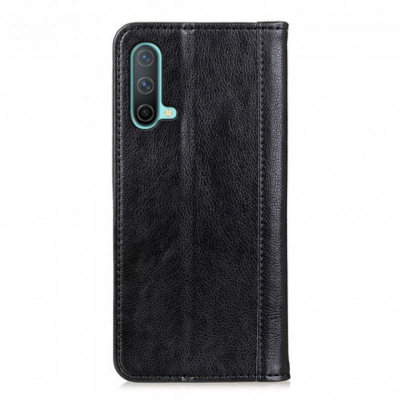 Capa De Celular Para OnePlus Nord CE 5G Flip Couro Litchi Elegance Dividido