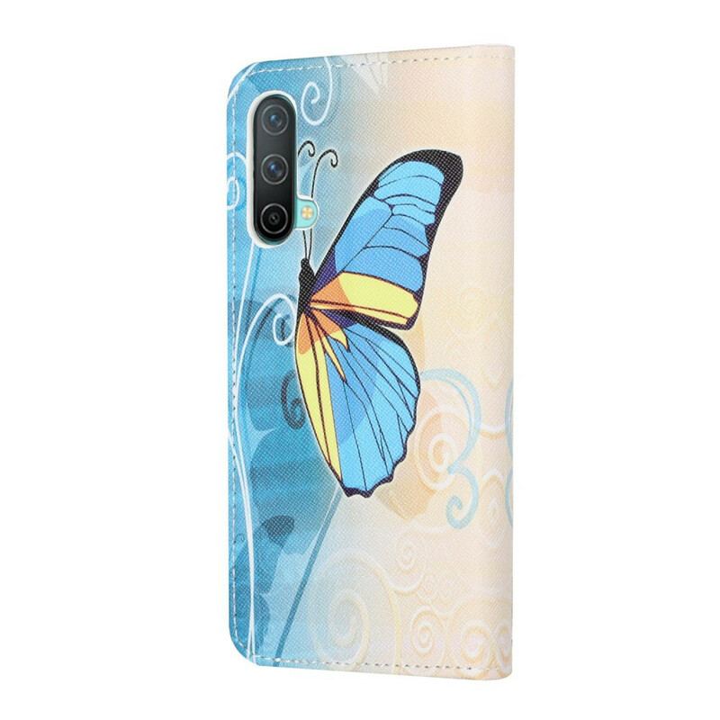 Capa De Couro Para OnePlus Nord CE 5G Borboletas