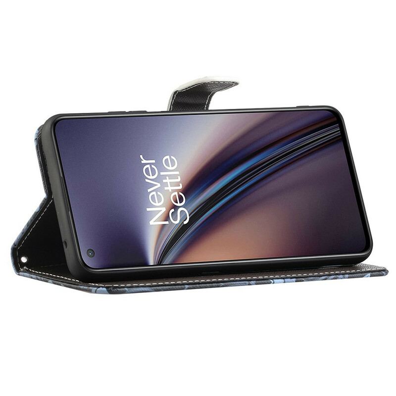 Capa De Couro Para OnePlus Nord CE 5G De Cordão Espaço Panda Com Lanyard