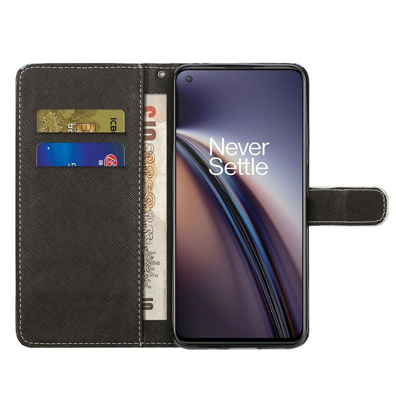 Capa De Couro Para OnePlus Nord CE 5G De Cordão Espaço Panda Com Lanyard