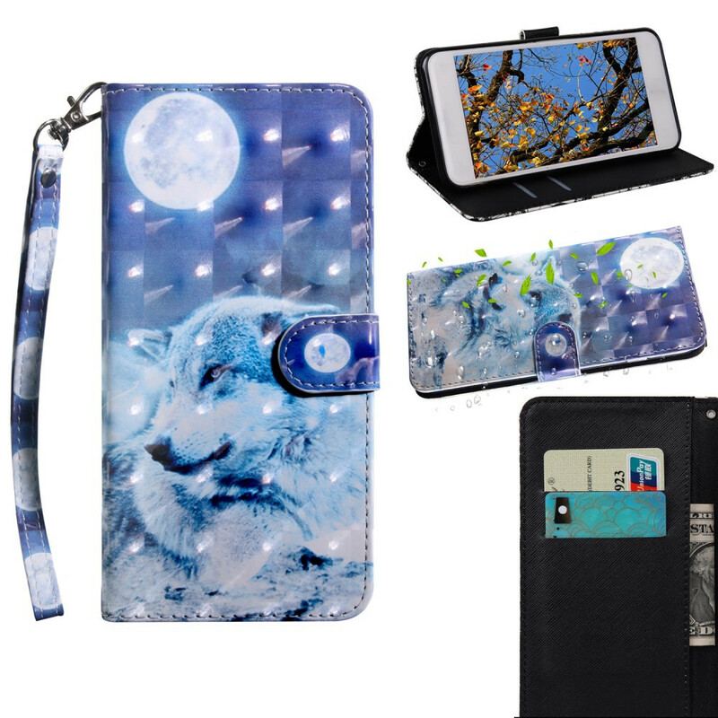 Capa Em Pele Para OnePlus Nord CE 5G Lobo Ao Luar