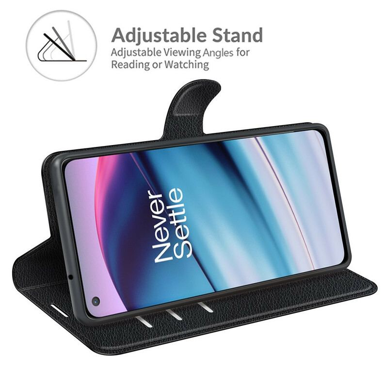 Capa Flip Para OnePlus Nord CE 5G Efeito Lichia Clássico