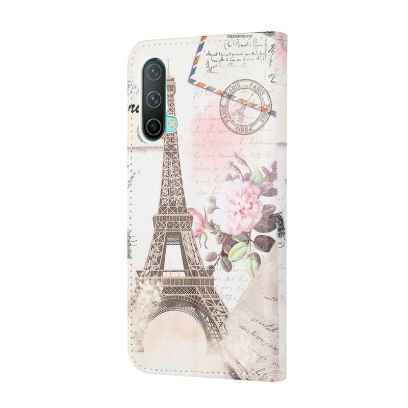 Capa Flip Para OnePlus Nord CE 5G Torre Eiffel Retrô