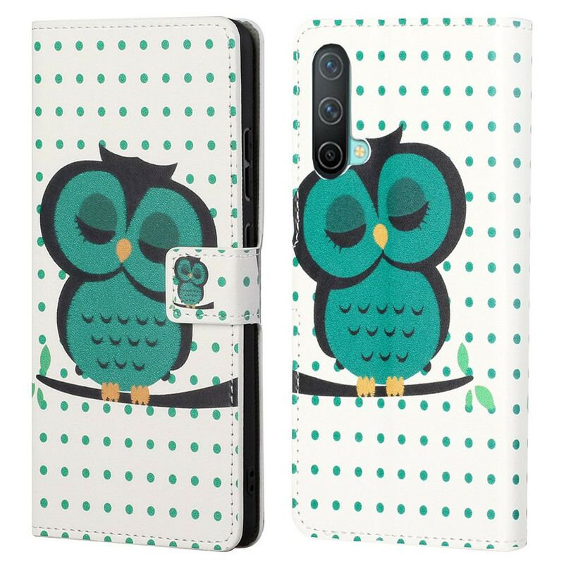 Capa Folio Para OnePlus Nord CE 5G Coruja Adormecida