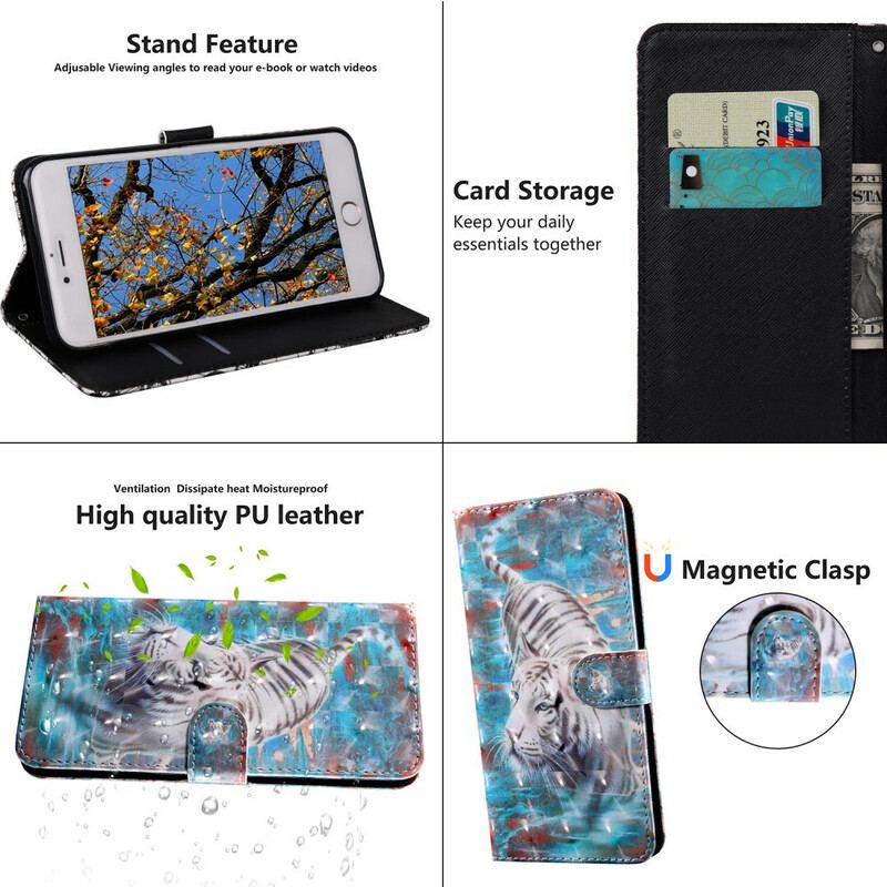 Capa Folio Para OnePlus Nord CE 5G Tigre Na Água