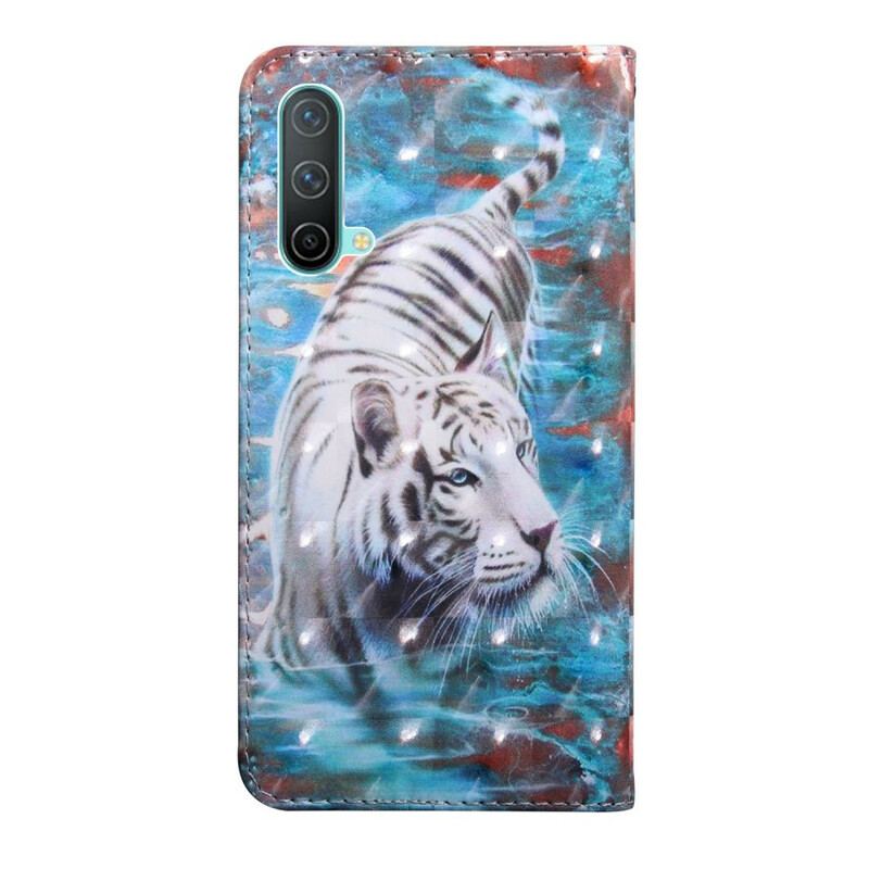 Capa Folio Para OnePlus Nord CE 5G Tigre Na Água