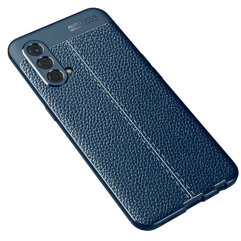 Capa Para OnePlus Nord CE 5G Linha Dupla Efeito Couro Litchi