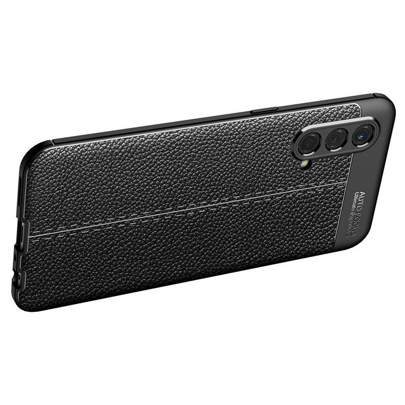Capa Para OnePlus Nord CE 5G Linha Dupla Efeito Couro Litchi