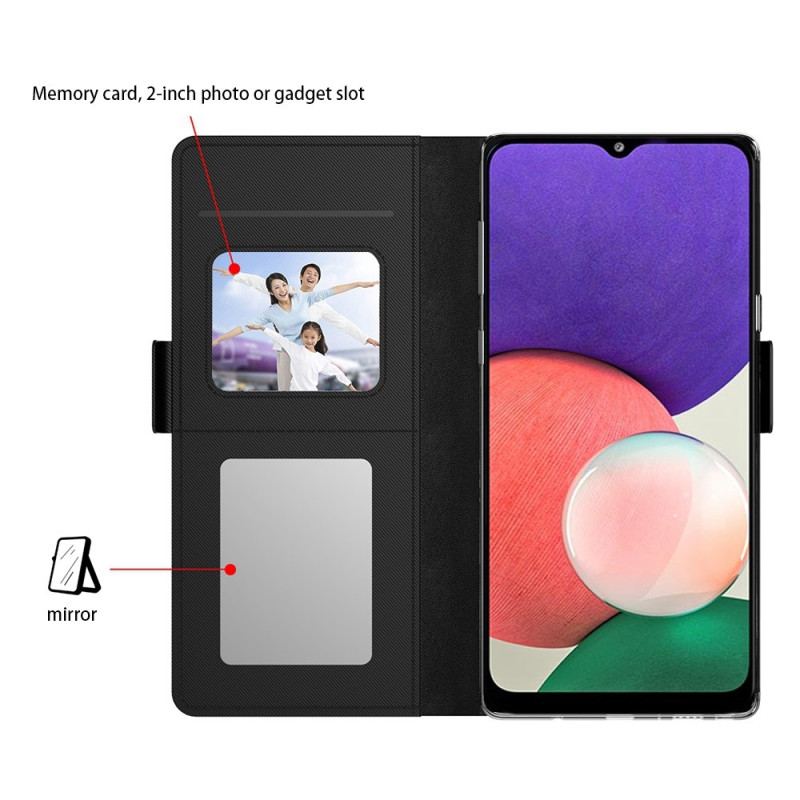Capa De Couro Para Samsung Galaxy A23 5G Espelho Removível E Porta-cartões