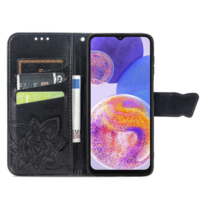 Capa Flip Para Samsung Galaxy A23 5G Borboleta Barroca