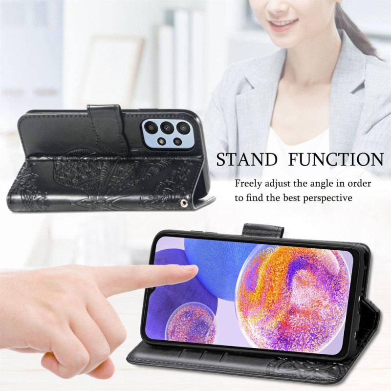 Capa Flip Para Samsung Galaxy A23 5G Borboleta Barroca