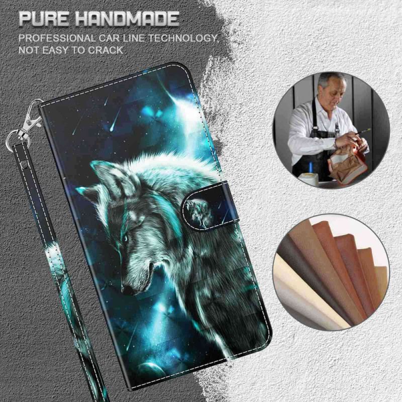 Capa Flip Para Samsung Galaxy A23 5G De Cordão Lobo Cordão