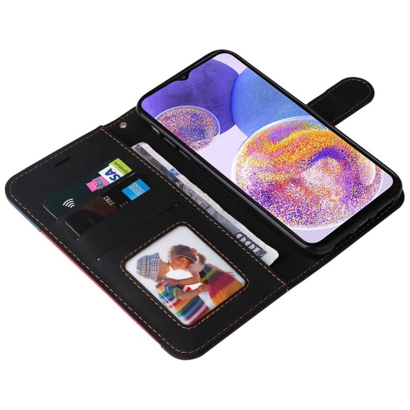 Capa Flip Para Samsung Galaxy A23 5G Dois Tons Com Alça