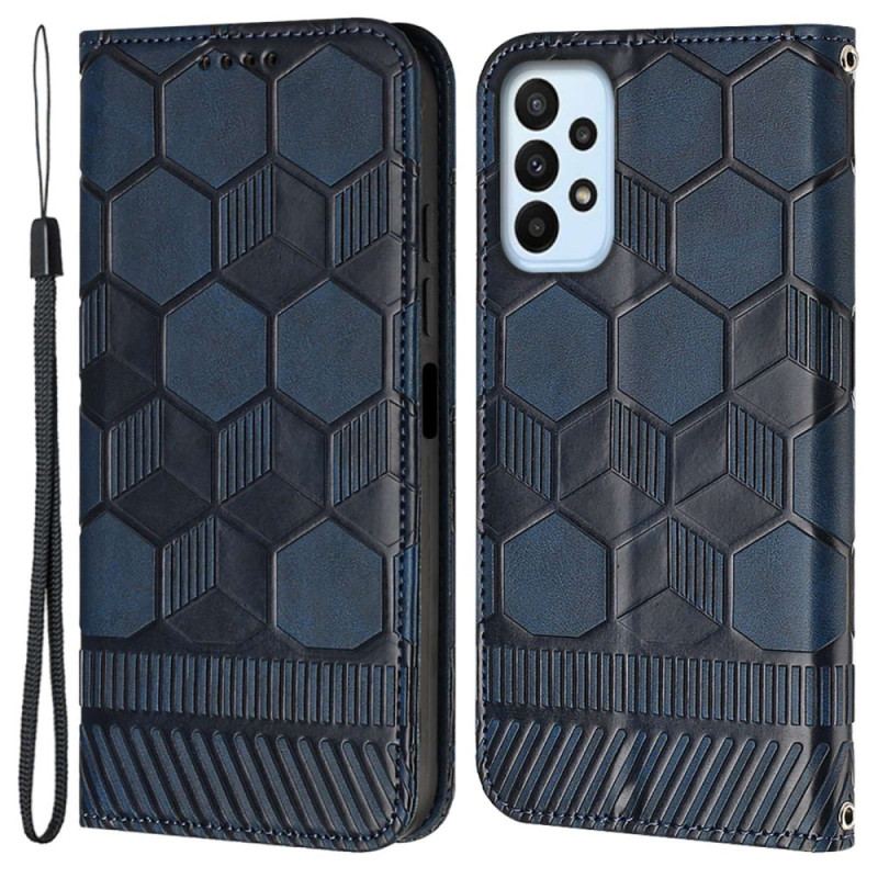 Capa Flip Para Samsung Galaxy A23 5G Padrão De Bola De Futebol