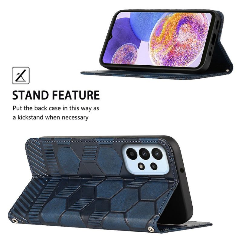 Capa Flip Para Samsung Galaxy A23 5G Padrão De Bola De Futebol