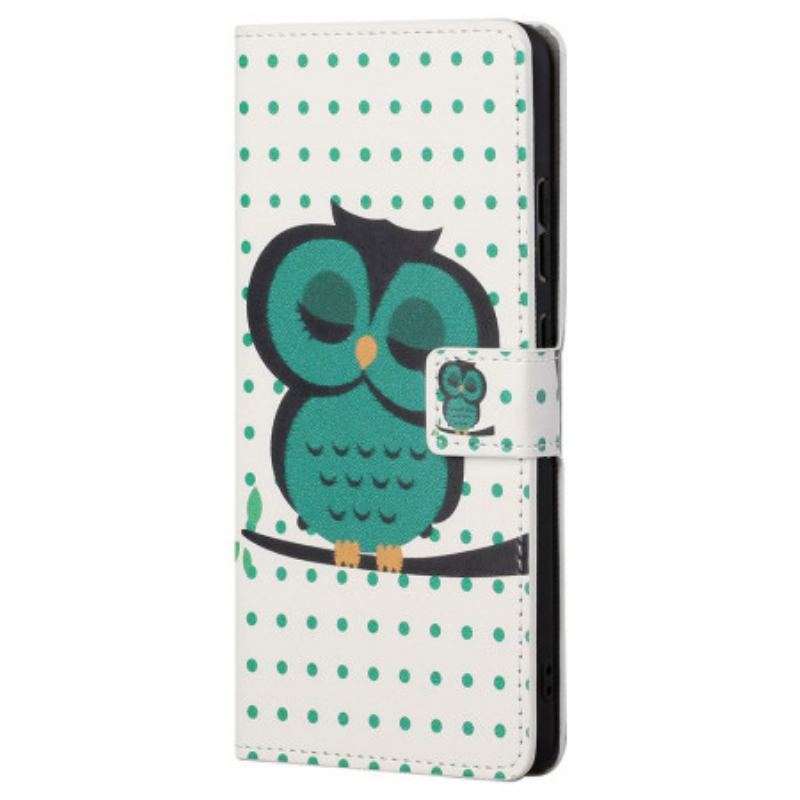 Capa Folio Para Samsung Galaxy A23 5G Coruja Adormecida