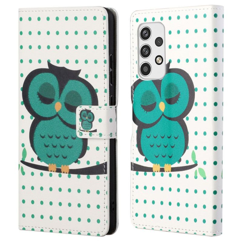 Capa Folio Para Samsung Galaxy A23 5G Coruja Adormecida