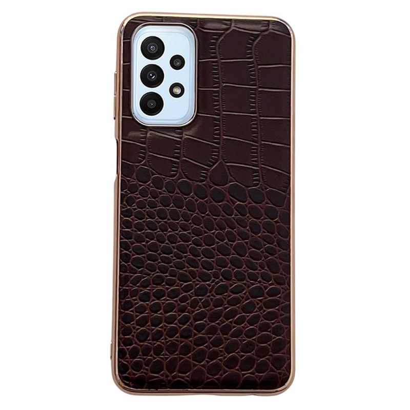 Capa Para Samsung Galaxy A23 5G Couro Genuíno Com Textura De Crocodilo
