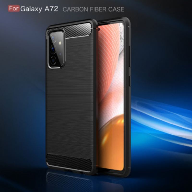 Capa De Celular Para Samsung Galaxy A72 4G / A72 5G Fibra De Carbono Escovada