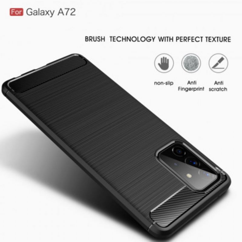 Capa De Celular Para Samsung Galaxy A72 4G / A72 5G Fibra De Carbono Escovada