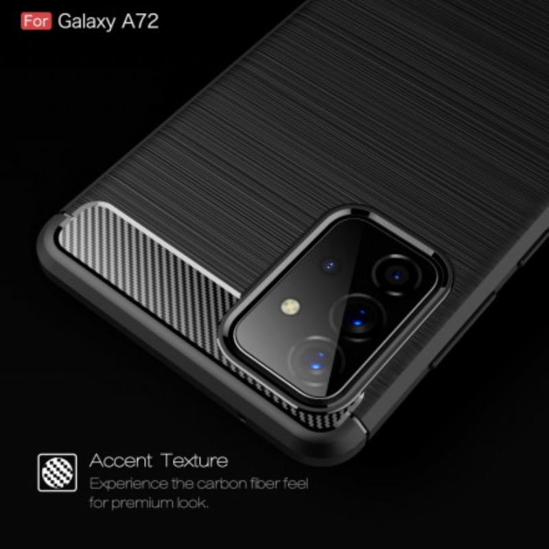 Capa De Celular Para Samsung Galaxy A72 4G / A72 5G Fibra De Carbono Escovada