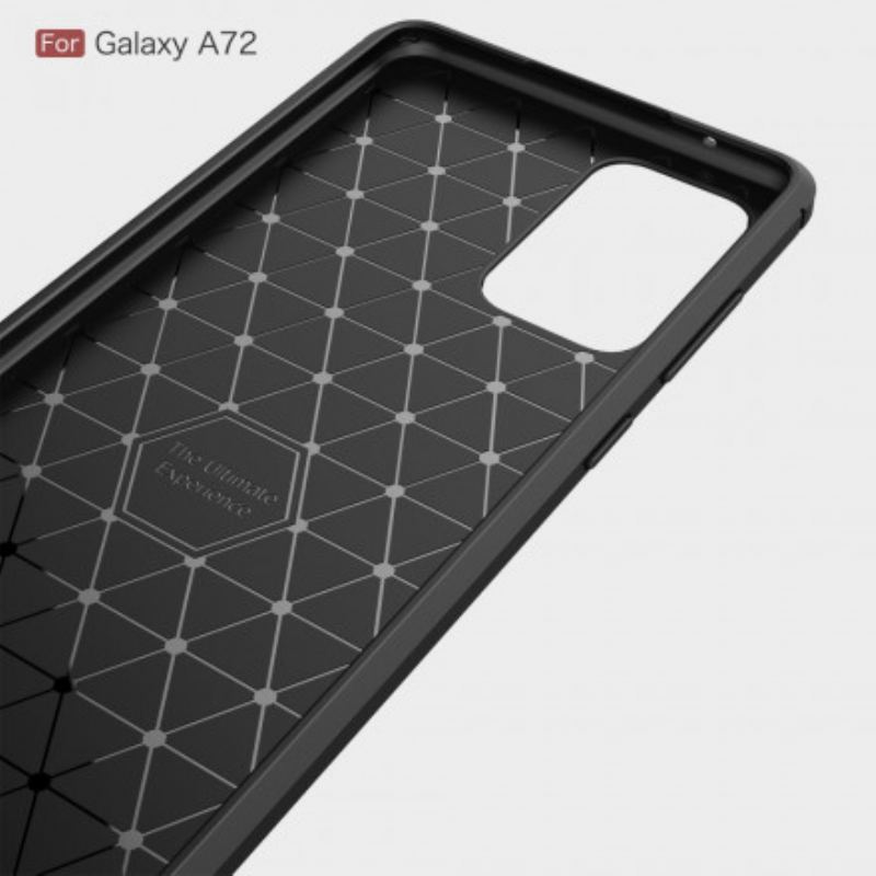 Capa De Celular Para Samsung Galaxy A72 4G / A72 5G Fibra De Carbono Escovada