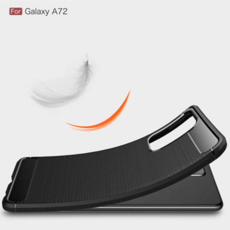 Capa De Celular Para Samsung Galaxy A72 4G / A72 5G Fibra De Carbono Escovada