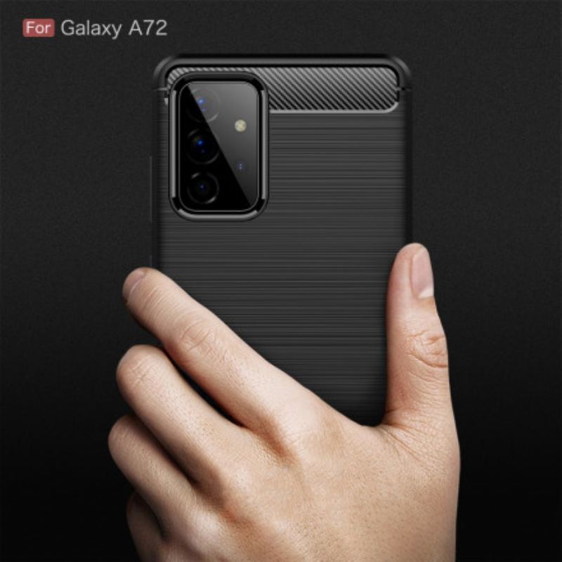 Capa De Celular Para Samsung Galaxy A72 4G / A72 5G Fibra De Carbono Escovada