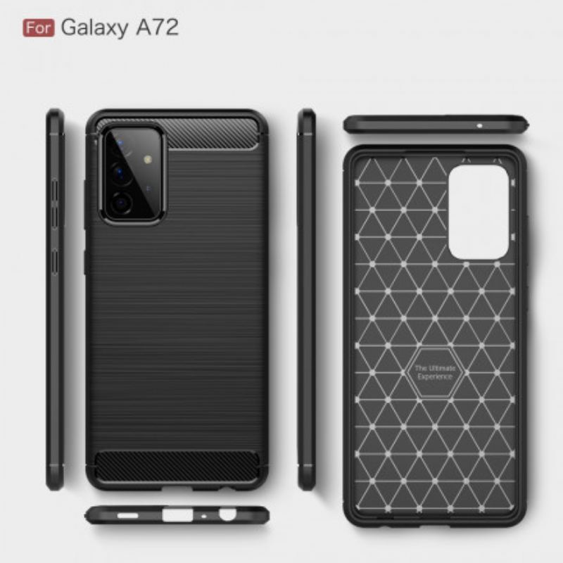 Capa De Celular Para Samsung Galaxy A72 4G / A72 5G Fibra De Carbono Escovada