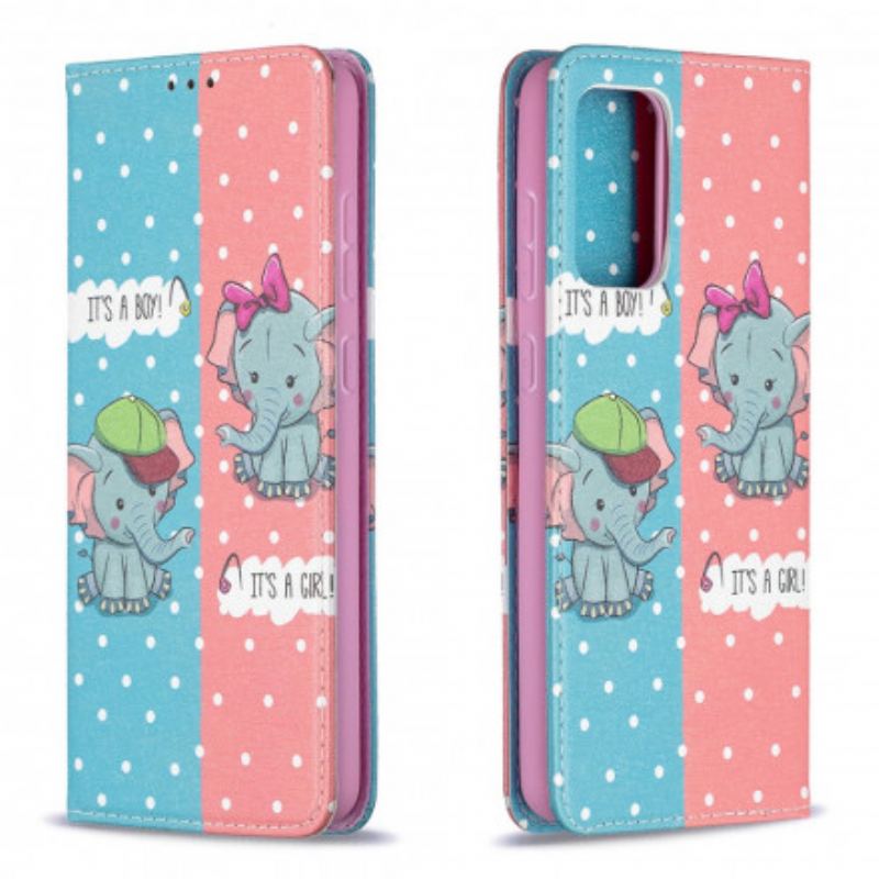 Capa De Celular Para Samsung Galaxy A72 4G / A72 5G Flip Bebês Elefantes