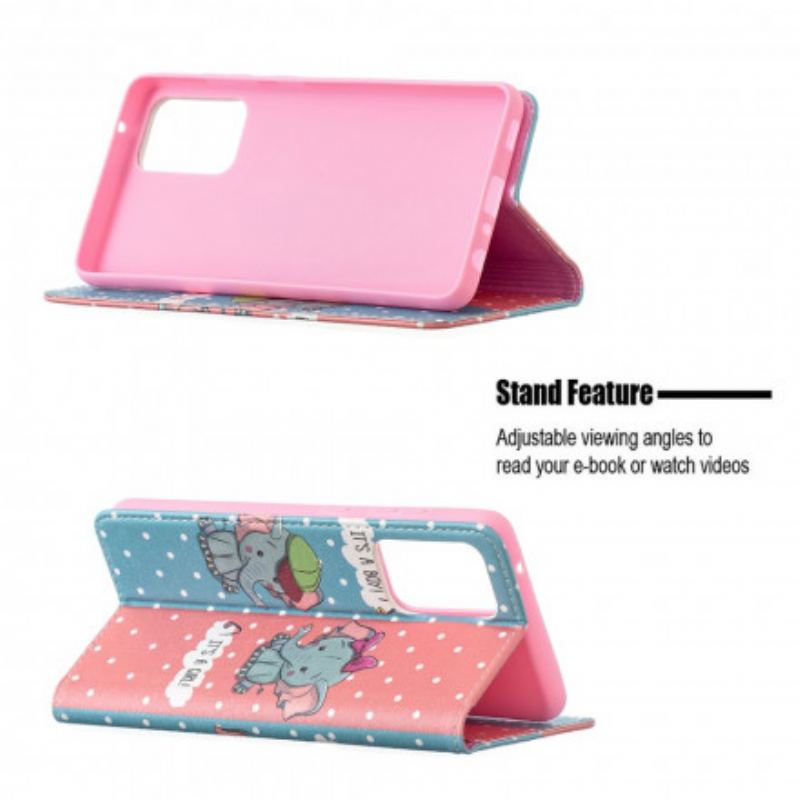 Capa De Celular Para Samsung Galaxy A72 4G / A72 5G Flip Bebês Elefantes