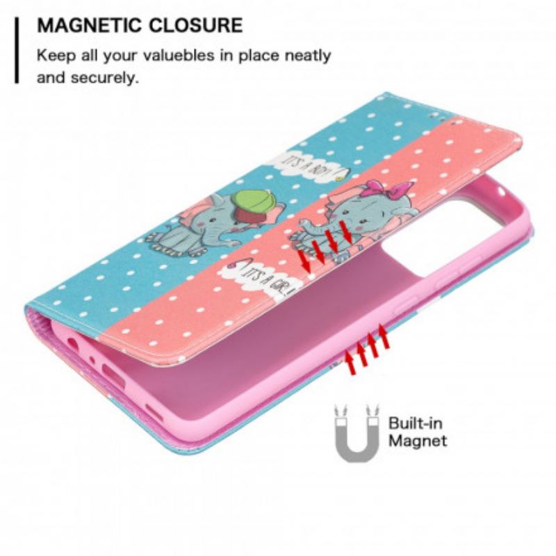 Capa De Celular Para Samsung Galaxy A72 4G / A72 5G Flip Bebês Elefantes