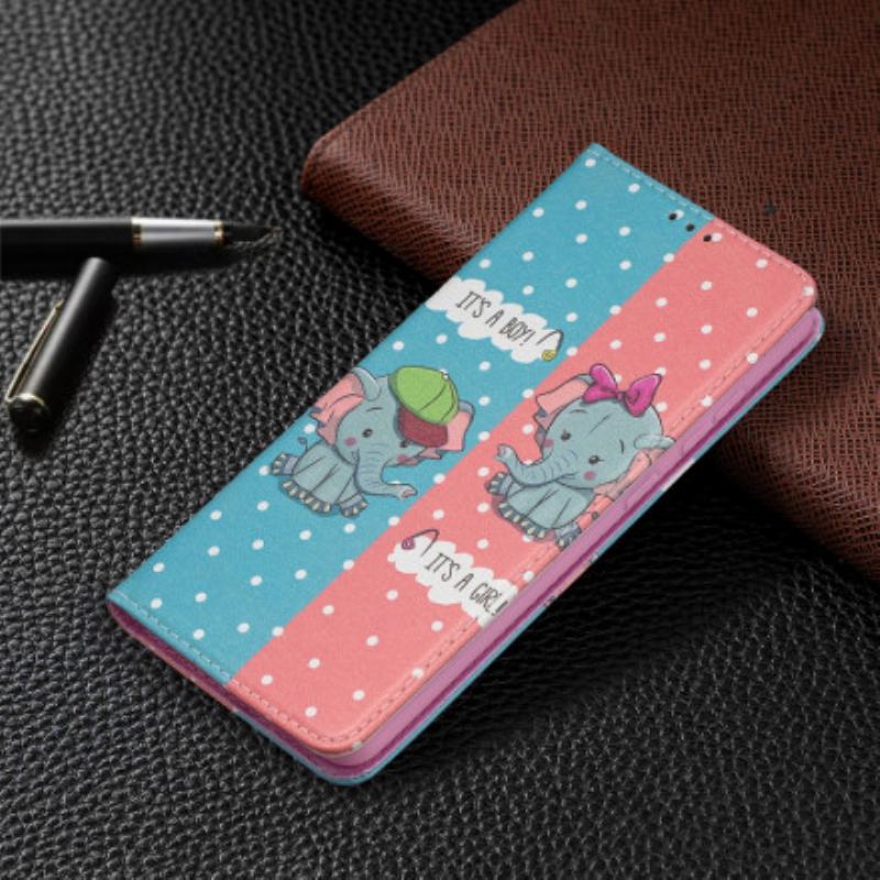 Capa De Celular Para Samsung Galaxy A72 4G / A72 5G Flip Bebês Elefantes