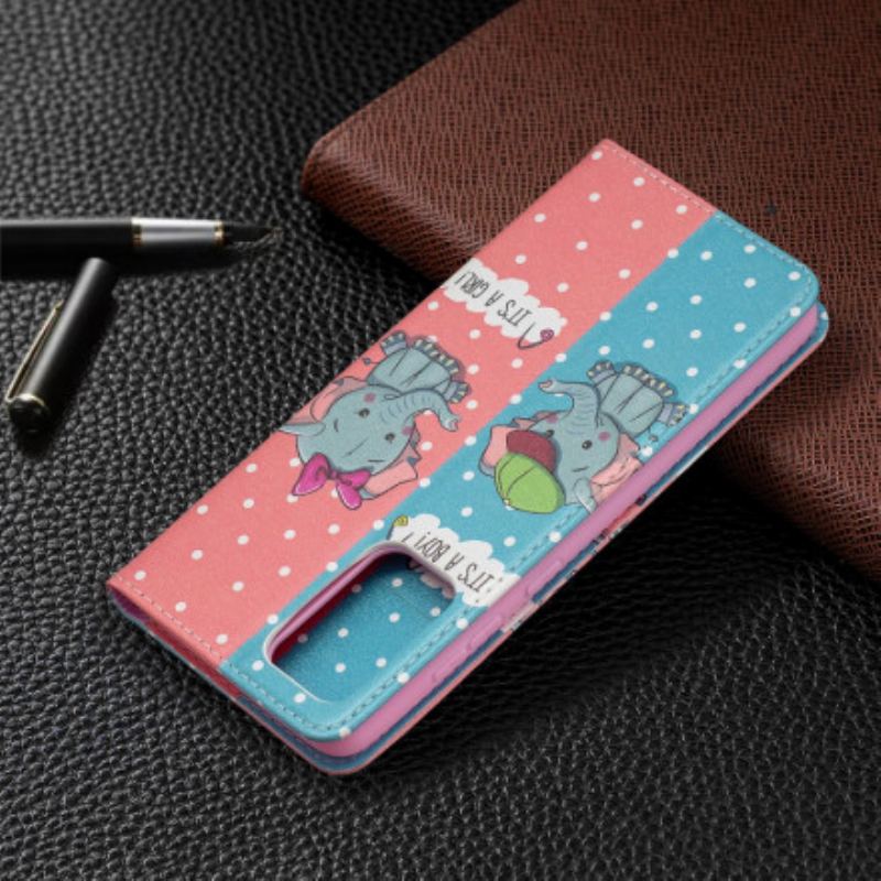 Capa De Celular Para Samsung Galaxy A72 4G / A72 5G Flip Bebês Elefantes
