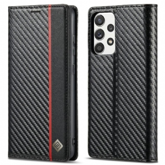 Capa De Celular Para Samsung Galaxy A72 4G / A72 5G Flip Fibra De Carbono Lc.imeeke