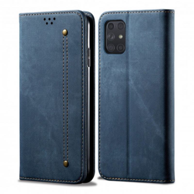 Capa De Celular Para Samsung Galaxy A72 4G / A72 5G Flip Tecido Jeans