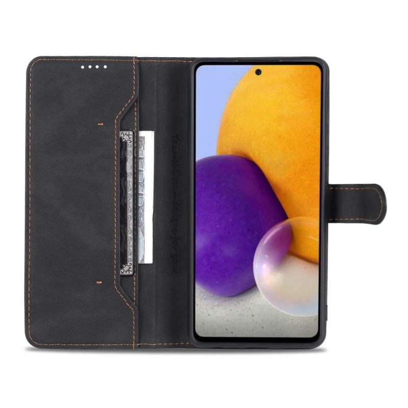 Capa De Couro Para Samsung Galaxy A72 4G / A72 5G Efeito Couro Azns